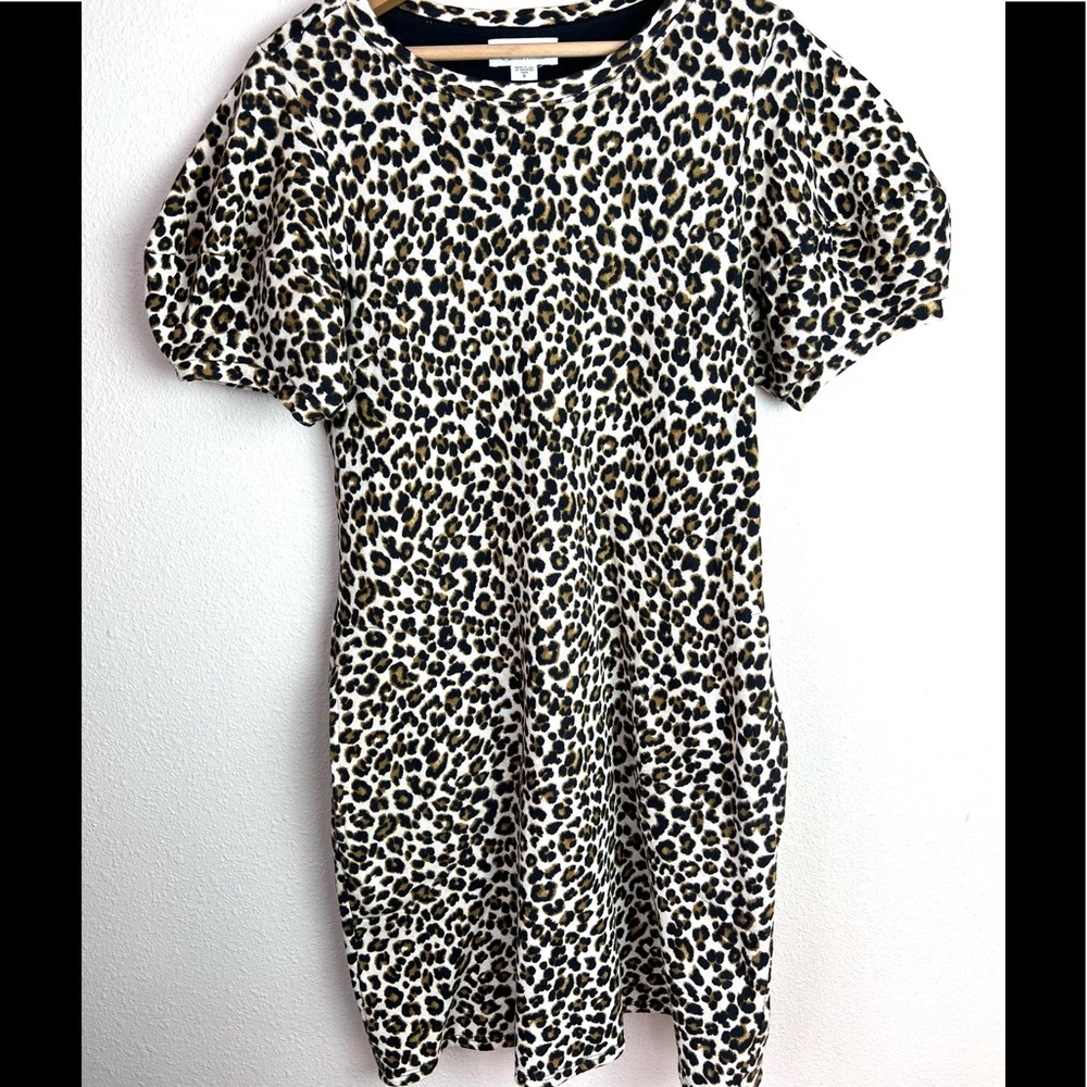 Anthropologie Velvet by Graham Jolene Leopard Puff Sleeve Dress Small - Picture 4 of 6